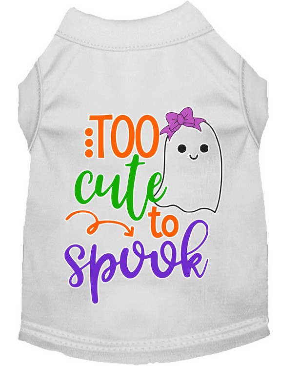 Too Cute to Spook-Girly Ghost Screen Print Dog Shirt White XS